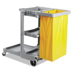 Boardwalk® Janitor’s Cart, Three-Shelf, 22w x 44d x 38h, Gray