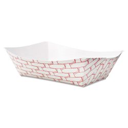 Boardwalk® Paper Food Baskets, 3lb Capacity, Red/White, 500/Carton