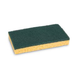 Boardwalk®Scrubbing Sponge, Medium Duty, 3.6 x 6.1, 0.75″ Thick, Yellow/Green, Individually Wrapped, 20/Carton