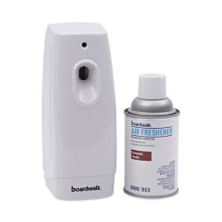 Boardwalk®Air Freshener Dispenser Starter Kit, White, Cinnamon Sunset, 5.3 oz