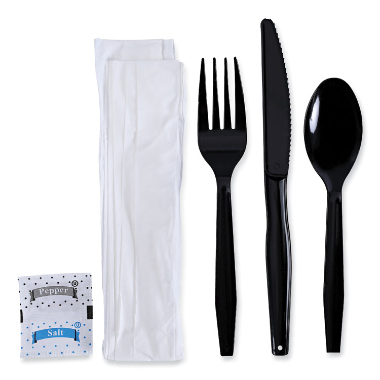 Boardwalk®SixPiece Cutlery Kit, Condiment/Fork/Knife/Napkin/Teaspoon