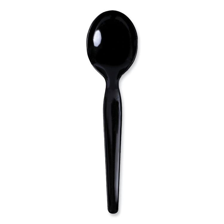 Boardwalk®Heavyweight Polystyrene Cutlery, Soup Spoon, Black, 1000