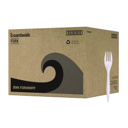 Boardwalk®Mediumweight Polypropylene Cutlery, Fork, White, 1000/Carton