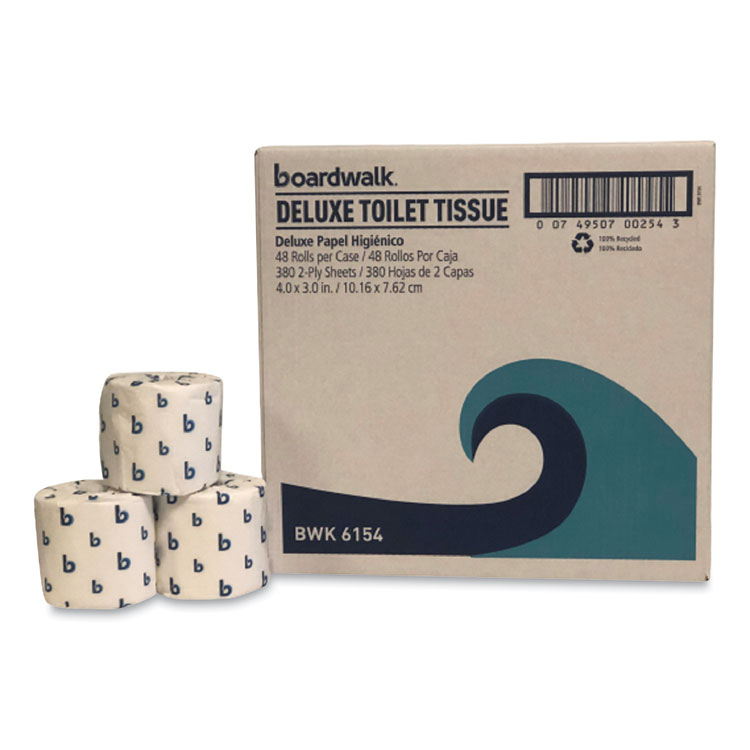 Boardwalk®Deluxe Bathroom Tissue, Septic Safe, Embossed, 2Ply, White