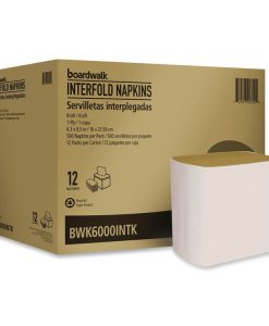 Boardwalk®Interfold Napkins, 1-Ply, 8.8 x 6.3, Kraft, 500/Pack, 12 Packs/Carton