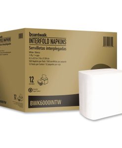 Boardwalk®Interfold Napkins, 1-Ply, 8.8 x 6.3, White, 500/Pack, 12 Packs/Carton