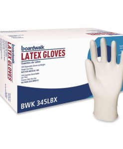 Boardwalk®General-Purpose Latex Gloves, Powder-Free, Large, 4.4 mil Thick, 12" Long, Natural, 100/Box