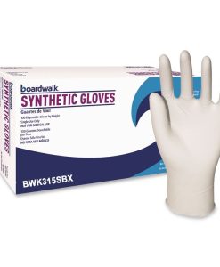 Boardwalk®Powder-Free Synthetic Vinyl Gloves, Small, 4 mil Thick, 9.5" Long, Cream, 100/Box