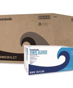 Boardwalk®Exam Vinyl Gloves, Powder-Free, Large, 3.6 mil Thick, 9.5" Long, Clear, 100/Box, 10 Boxes/Carton