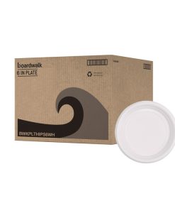 Boardwalk®Hi-Impact Plastic Dinnerware, Plate, 6" dia, White, 1,000/Carton