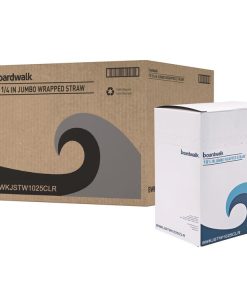 Boardwalk®Wrapped Giant Straws, 10.25", Polypropylene, Clear, 100/Pack, 10 Packs/Carton