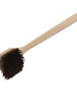 Boardwalk®Utility Brush, Brown Palmyra Fiber Bristles, 5.5" Brush, 14.5" Tan Plastic Handle