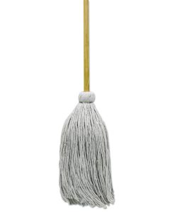 Boardwalk®Cotton Deck Mop, #32 White Cotton Head, 50" Wood Handle, 6/Carton