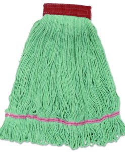 Boardwalk®Wideband Looped-End Mop Heads, Large, Green, 12/Carton