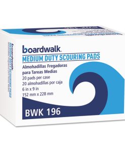 Boardwalk®Medium-Duty Scouring Pad, 6 x 9, Green, 20/Carton