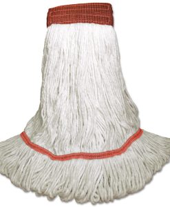 Boardwalk®Saddleback Loop-End Wet Mop Heads, Large, White, Rayon, 12/Carton