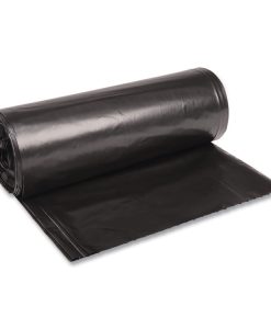 Boardwalk®Recycled Low-Density Polyethylene Can Liners, 60 gal, 1.6 mil, 38" x 58", Black, Perforated, 10 Bags/Roll, 10 Rolls/Carton