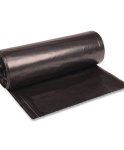 Boardwalk®Recycled Low-Density Polyethylene Can Liners, 60 gal, 1.8 mil, 38" x 58", Black, Perforated, 10 Bags/Roll, 10 Rolls/Carton