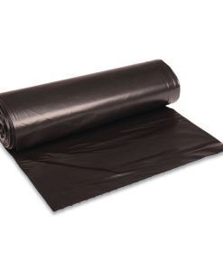 Boardwalk®Recycled Low-Density Polyethylene Can Liners, 45 gal, 1.6 mil, 40" x 46", Black, Perforated, 10 Bags/Roll, 10 Rolls/Carton