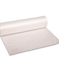 Boardwalk®Recycled Low-Density Polyethylene Can Liners, 33 gal, 1.1 mil, 33" x 39", Clear, Perforated, 10 Bags/Roll, 10 Rolls/Carton