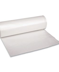 Boardwalk®Recycled Low-Density Polyethylene Can Liners, 60 gal, 1.4 mil, 38" x 58", Clear, Perforated, 10 Bags/Roll, 10 Rolls/Carton