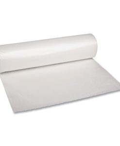 Boardwalk®Recycled Low-Density Polyethylene Can Liners, 60 gal, 1.1 mil, 38" x 58", Clear, Perforated, 10 Bags/Roll, 10 Rolls/Carton