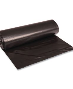 Boardwalk®Recycled Low-Density Polyethylene Can Liners, 60 gal, 1.2 mil, 38" x 58", Black, Perforated, 10 Bags/Roll, 10 Rolls/Carton