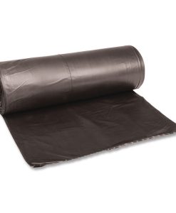 Boardwalk®Low-Density Waste Can Liners, 60 gal, 0.65 mil, 38" x 58", Black, Perforated Roll, 25 Bags/Roll, 4 Rolls/Carton