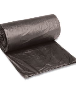 Boardwalk®Low-Density Waste Can Liners, 10 gal, 0.35 mil, 24" x 23", Black, Perforated Roll, 50 Bags/Roll, 10 Rolls/Carton