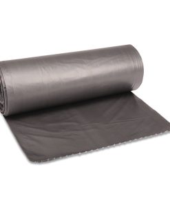 Boardwalk®Low-Density Waste Can Liners, 60 gal, 1.1 mil, 38" x 58", Gray, Perforated Roll, 20 Bags/Roll, 5 Rolls/Carton