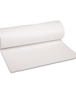 Boardwalk®Low-Density Waste Can Liners, 60 gal, 0.6 mil, 38" x 58", White, Perforated Roll, 25 Bags/Roll, 4 Rolls/Carton