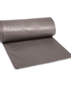 Boardwalk®Low-Density Waste Can Liners, 33 gal, 1.1 mil, 33" x 39", Gray, Perforated Roll, 25 Bags/Roll, 4 Rolls/Carton