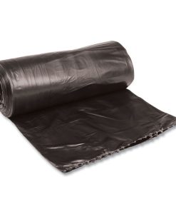 Boardwalk®Low-Density Waste Can Liners, 33 gal, 0.5 mil, 33" x 39", Black, Perforated Roll, 25 Bags/Roll, 8 Rolls/Carton