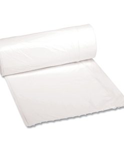 Boardwalk®Low-Density Waste Can Liners, 10 gal, 0.4 mil, 24" x 23", White, Perforated Roll, 25 Bags/Roll, 20 Rolls/Carton