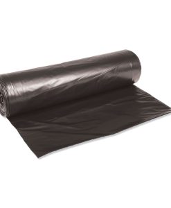 Boardwalk®Low-Density Waste Can Liners, 45 gal, 0.6 mil, 40" x 46", Black, Perforated Roll, 25 Bags/Roll, 4 Rolls/Carton
