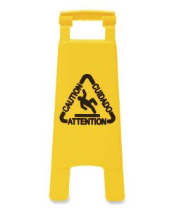 Boardwalk®Site Safety Wet Floor Caution Sign, 2-Sided, 10 x 2 x 26, Yellow