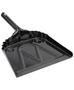 Boardwalk®Metal Dust Pan, 12 x 14, 5" Handle, 20-Gauge Steel, Black