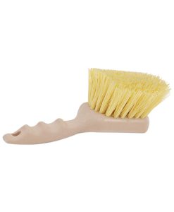 Boardwalk®Utility Brush, Cream Polypropylene Bristles, 5.5" Brush, 3" Tan Plastic Handle