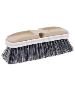 Boardwalk®Polystyrene Vehicle Brush with Vinyl Bumper, Black/White Polystyrene Bristles, 10" Brush