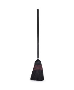 Boardwalk®Flagged Tip Poly Bristle Janitor Brooms, 10 x 58.5, Wood Handle, Natural/Black, 12/Carton