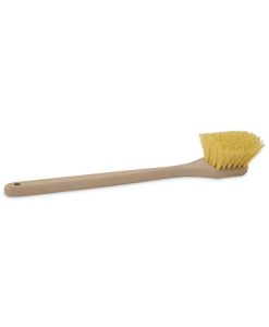 Boardwalk®Utility Brush, Cream Polypropylene Bristles, 5.5" Brush, 14.5" Tan Plastic Handle