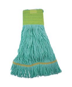 Boardwalk®EcoMop Looped-End Mop Head, Recycled Fibers, Medium Size, Green, 12/Carton