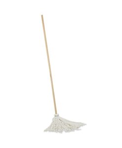 Boardwalk®Handle/Deck Mops, #16 White Rayon Head, 48" Natural Wood Handle