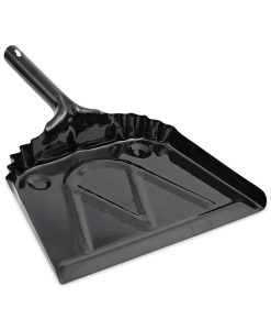 Boardwalk®Metal Dust Pan, 12 x 14, 5" Handle, 20-Gauge Steel, Black, 12/Carton