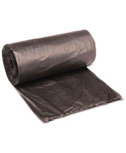 Boardwalk®High-Density Can Liners, 60 gal, 14 mic, 38" x 58", Black, Perforated Roll, 25 Bags/Roll, 8 Rolls/Carton
