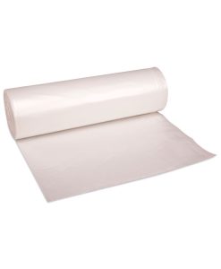 Boardwalk®High-Density Can Liners, 60 gal, 19 mic, 38" x 58", Natural, Perforated Roll, 25 Bags/Roll, 6 Rolls/Carton