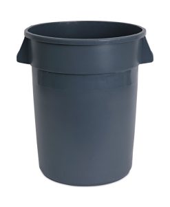 Boardwalk®Round Waste Receptacle, 32 gal, Linear-Low-Density Polyethylene, Gray