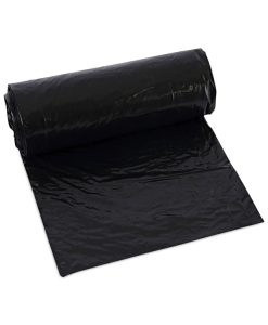 Boardwalk®Low-Density Waste Can Liners, 16 gal, 1 mil, 24" x 32", Black, Perforated Roll, 10 Bags/Roll, 15 Rolls/Carton