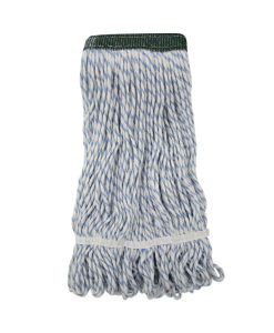 Boardwalk®Mop Head, Floor Finish, Wide, Rayon/Polyester, Medium, White/Blue, 12/Carton