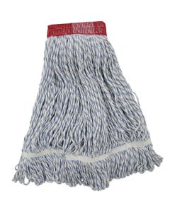 Boardwalk®Mop Head, Floor Finish, Wide, Rayon/Polyester, Large, White/Blue, 12/Carton